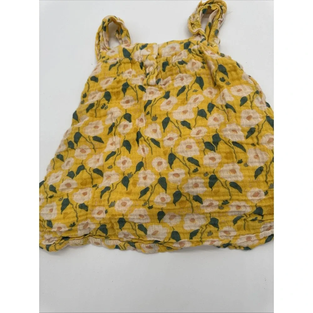Angel Dear Baby Girl Yellow Floral Cotton Dress‎ And Diaper Cover 6-12  Month